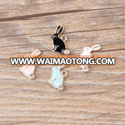 10*16mm shiny gold rabbit pendant,fashion cute animal pendant with rhinestones