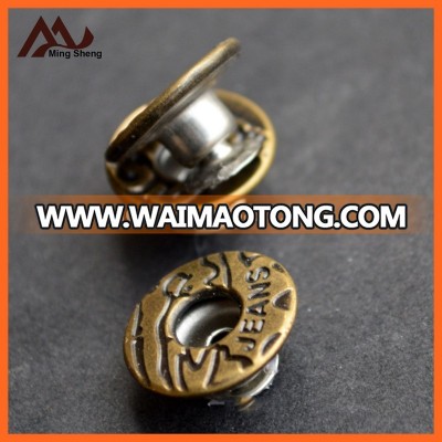 17mm wholesales antique brass jeans button brass material