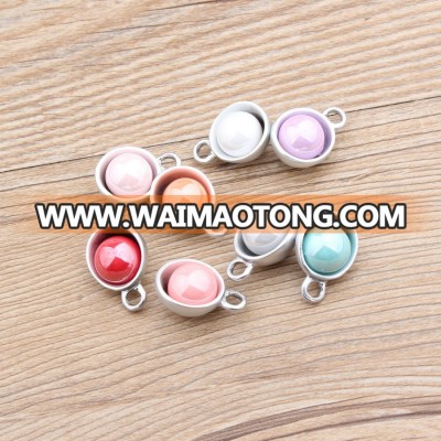 fashion metal bowl charms pendant with different color pearl decorated