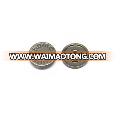 custom black color metal logo snap button with logo engraved