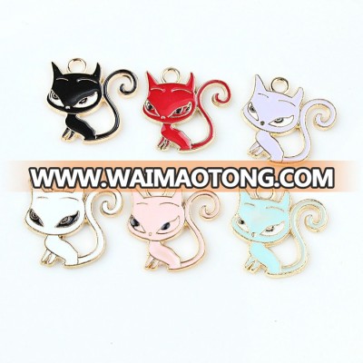 20*21mm fashion lovely alloy fox pendant,shiny gold fox pendant with colorful enamel filled