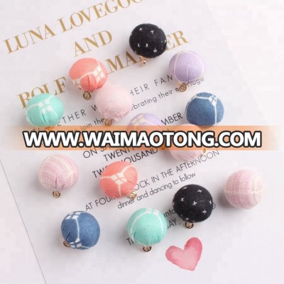 14mm ball shape fabric covered metal bags charms pendant